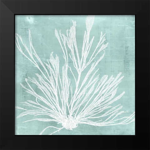 Seaweed on Aqua IX Black Modern Wood Framed Art Print by Vision Studio