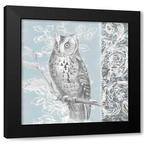 Owl Filigree I Black Modern Wood Framed Art Print with Double Matting by Studio W