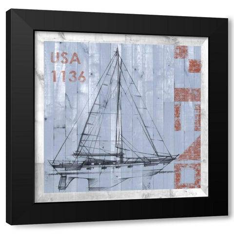Regatta II Black Modern Wood Framed Art Print with Double Matting by Studio W