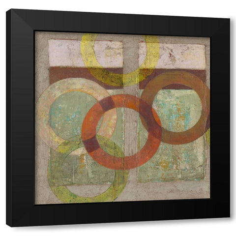 Circles Textured I Black Modern Wood Framed Art Print by Altug, Mehmet