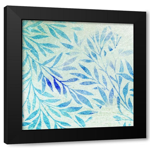 Cerulean Foliage II Black Modern Wood Framed Art Print by Studio W