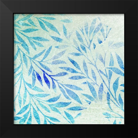 Cerulean Foliage II Black Modern Wood Framed Art Print by Studio W
