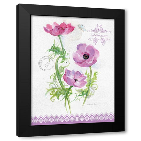 Flower Study on Lace I Black Modern Wood Framed Art Print by Della-Piana, Elissa