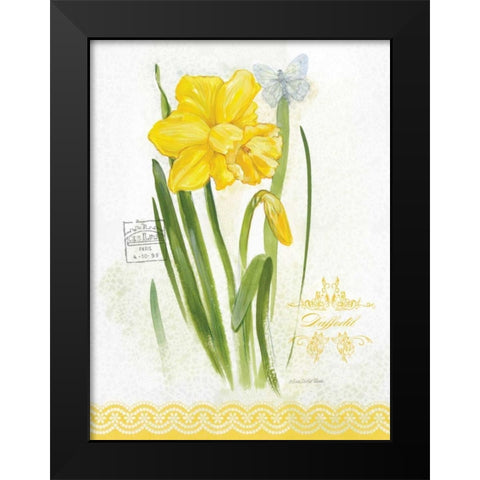 Flower Study on Lace V Black Modern Wood Framed Art Print by Della-Piana, Elissa
