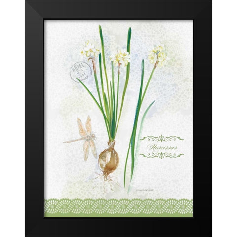 Flower Study on Lace XII Black Modern Wood Framed Art Print by Della-Piana, Elissa