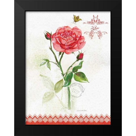 Flower Study on Lace XIII Black Modern Wood Framed Art Print by Della-Piana, Elissa