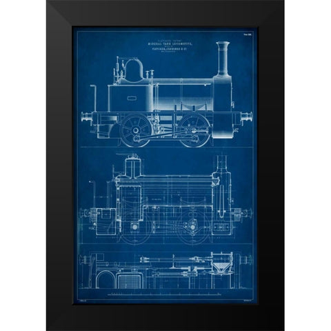 Locomotive Blueprint II Black Modern Wood Framed Art Print by Vision Studio