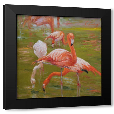 Flamingo I Black Modern Wood Framed Art Print by Larivey, Chuck