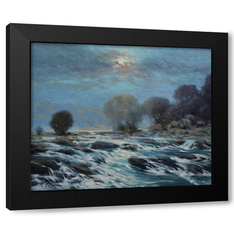 Moon Rapids Black Modern Wood Framed Art Print with Double Matting by Larivey, Chuck