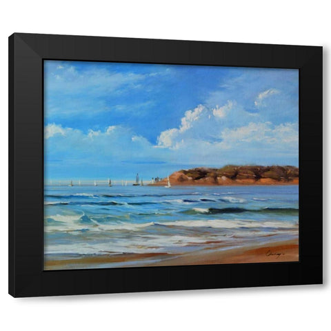 Point Loma - View from Coronada Shores Black Modern Wood Framed Art Print with Double Matting by Larivey, Chuck