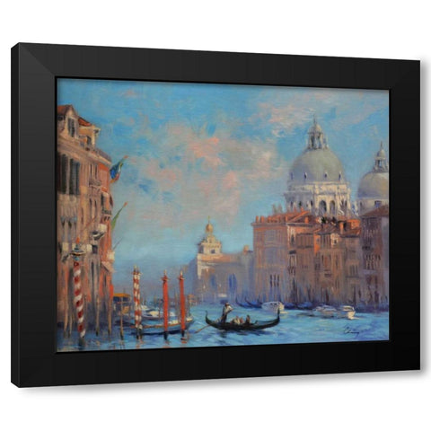 Venice Grand Canal Black Modern Wood Framed Art Print with Double Matting by Larivey, Chuck