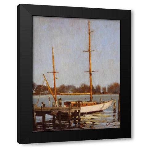 Ivory Falcon at Rest Black Modern Wood Framed Art Print with Double Matting by Larivey, Chuck