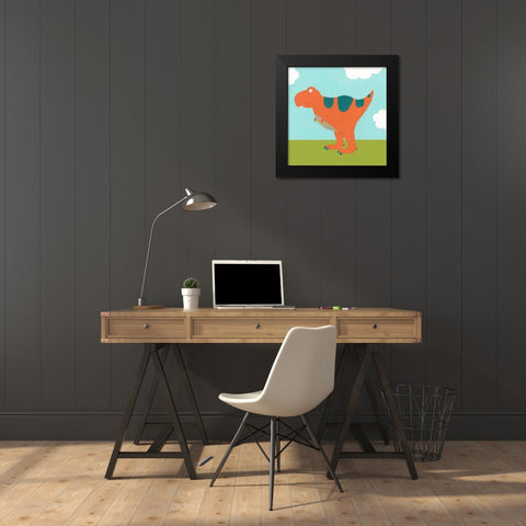 Playtime Dino I Black Modern Wood Framed Art Print by Vess, June Erica