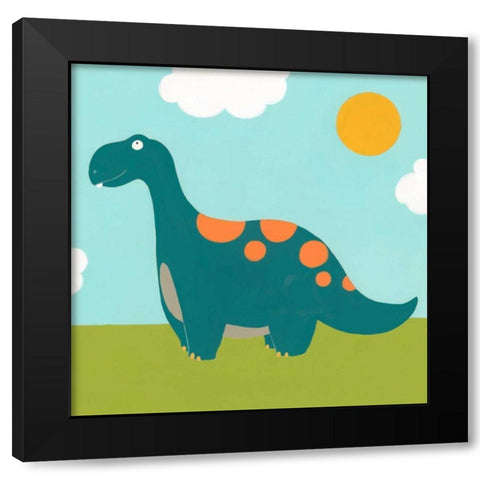 Playtime Dino III Black Modern Wood Framed Art Print with Double Matting by Vess, June Erica