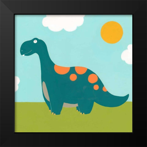 Playtime Dino III Black Modern Wood Framed Art Print by Vess, June Erica