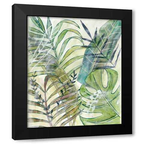 Layered Palms I Black Modern Wood Framed Art Print with Double Matting by Zarris, Chariklia