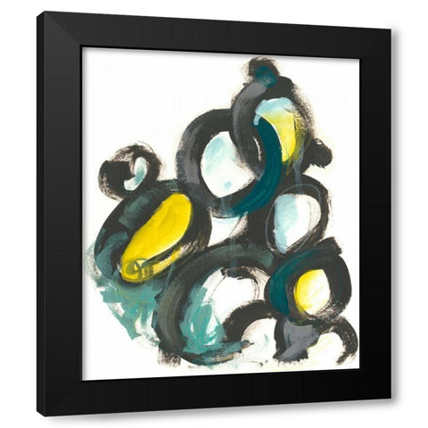 Linked Ovals I Black Modern Wood Framed Art Print by Vess, June Erica