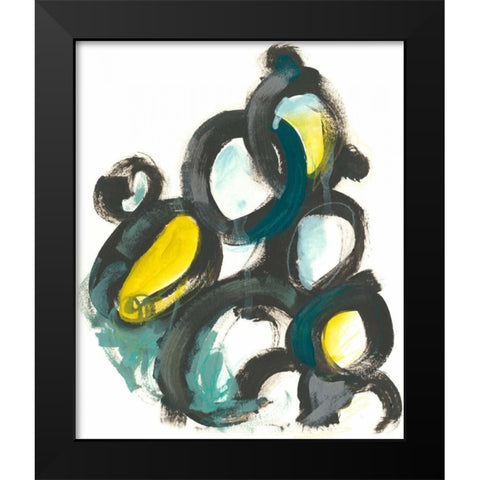 Linked Ovals I Black Modern Wood Framed Art Print by Vess, June Erica