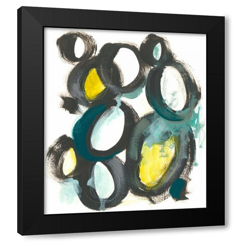 Linked Ovals II Black Modern Wood Framed Art Print by Vess, June Erica