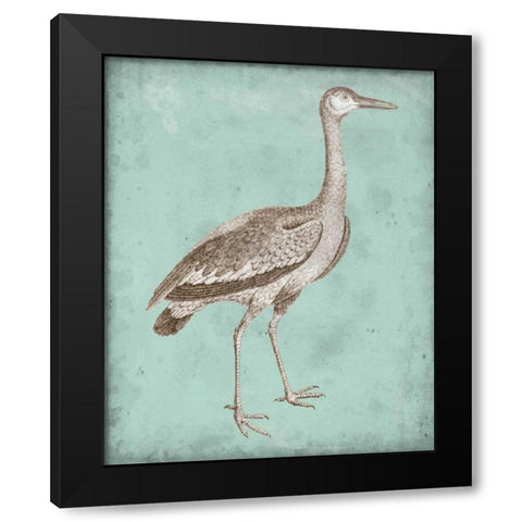 Sepia and Spa Heron I Black Modern Wood Framed Art Print with Double Matting by Vision Studio