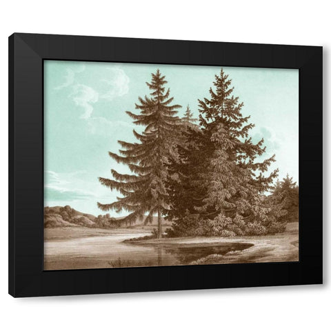 Serene Trees III Black Modern Wood Framed Art Print with Double Matting by Kennion, Edward