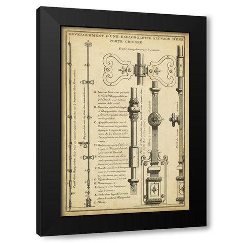 Antique Decorative Locks I Black Modern Wood Framed Art Print with Double Matting by Blondel, J.F.