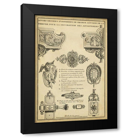 Antique Decorative Locks II Black Modern Wood Framed Art Print with Double Matting by Blondel, J.F.