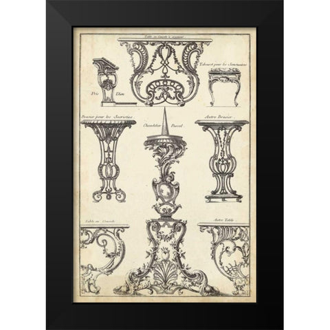 Antique French Ornament I Black Modern Wood Framed Art Print by Blondel, J.F.