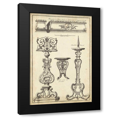 Antique French Ornament II Black Modern Wood Framed Art Print by Blondel, J.F.