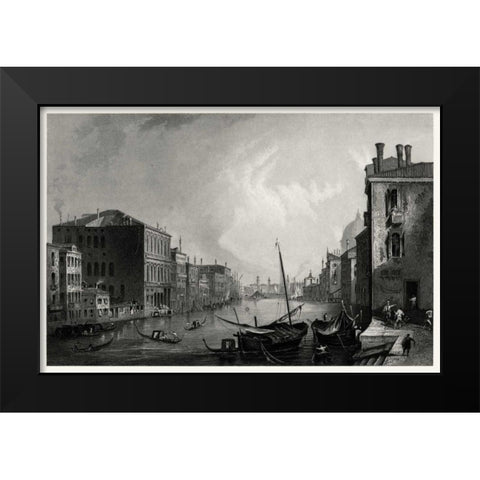 Antique View of Venice Black Modern Wood Framed Art Print by Unknown
