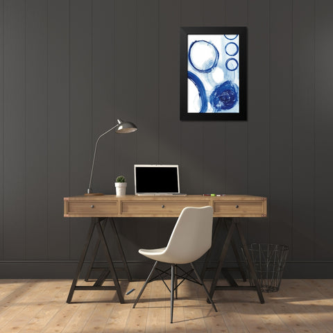 Blue Circle Study III Black Modern Wood Framed Art Print by Fuchs, Jodi