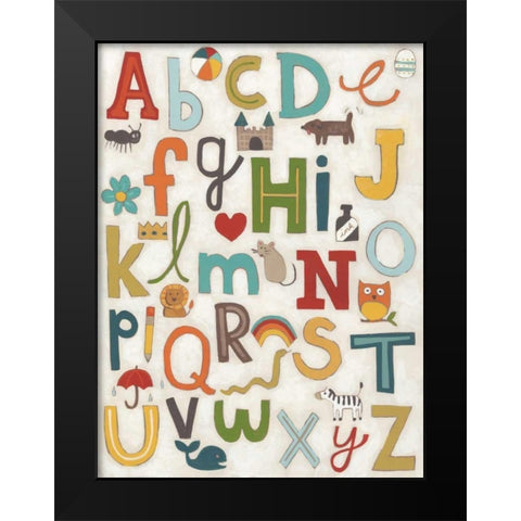 Alphabet Soup Black Modern Wood Framed Art Print by Vess, June Erica