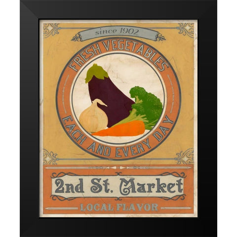 Vintage Produce Sign III Black Modern Wood Framed Art Print by Vess, June Erica