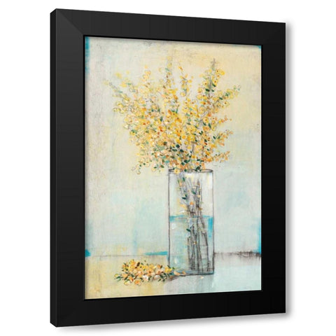 Yellow Spray in Vase I Black Modern Wood Framed Art Print with Double Matting by OToole, Tim