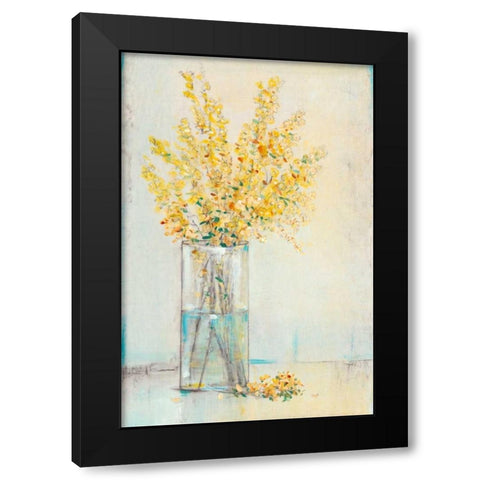 Yellow Spray in Vase II Black Modern Wood Framed Art Print with Double Matting by OToole, Tim