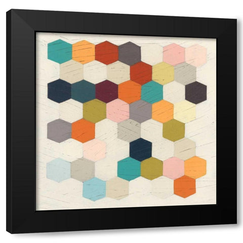 Honeycomb Geometry I Black Modern Wood Framed Art Print by Vess, June Erica