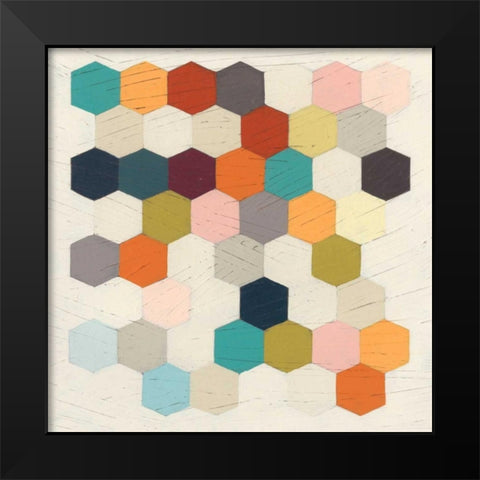 Honeycomb Geometry I Black Modern Wood Framed Art Print by Vess, June Erica