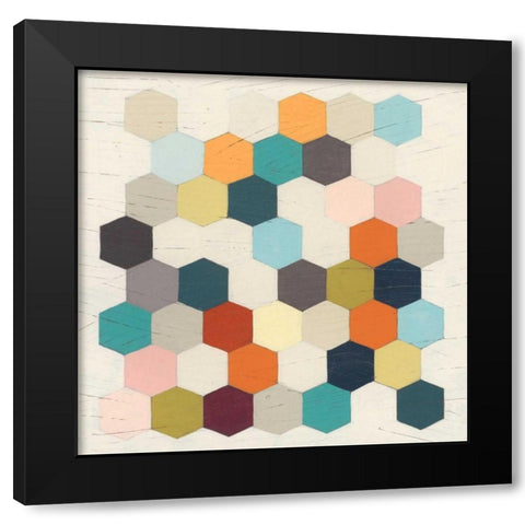 Honeycomb Geometry III Black Modern Wood Framed Art Print by Vess, June Erica