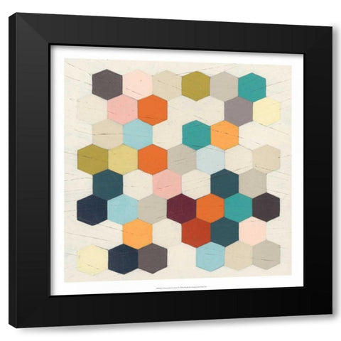 Honeycomb Geometry IV Black Modern Wood Framed Art Print by Vess, June Erica