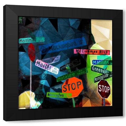 Signs of Dallas Black Modern Wood Framed Art Print with Double Matting by Jasper, Sisa