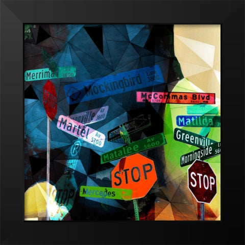 Signs of Dallas Black Modern Wood Framed Art Print by Jasper, Sisa