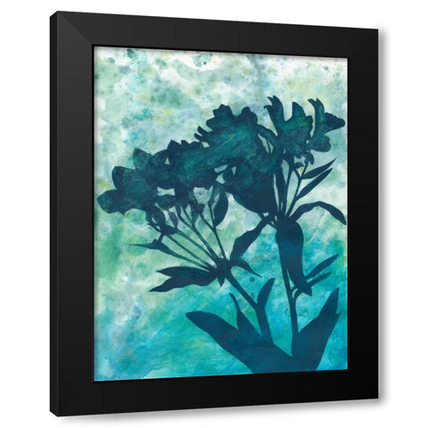 Indigo Floral Silhouette II Black Modern Wood Framed Art Print by Meagher, Megan
