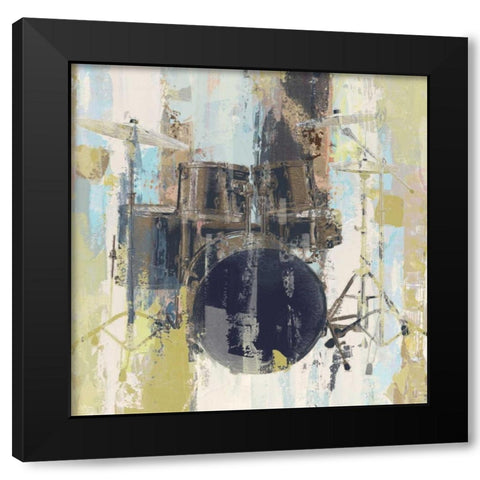 Bluebird Drum Black Modern Wood Framed Art Print by W-DH