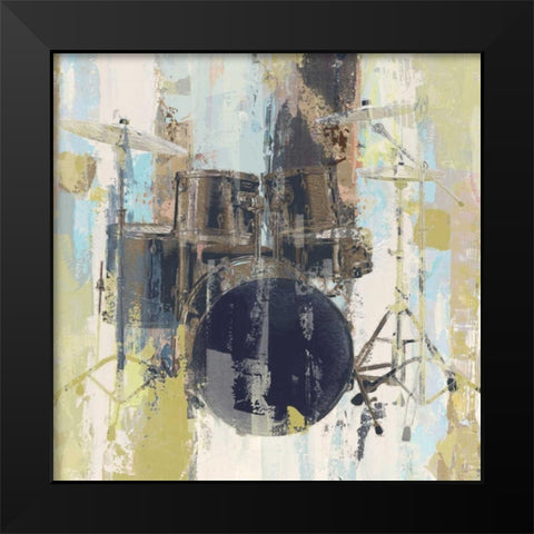 Bluebird Drum Black Modern Wood Framed Art Print by W-DH