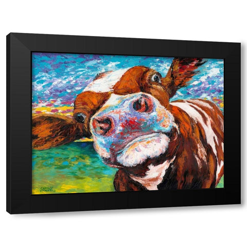 Curious Cow I Black Modern Wood Framed Art Print by Vitaletti, Carolee