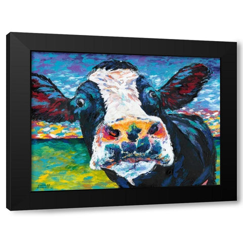 Curious Cow II Black Modern Wood Framed Art Print with Double Matting by Vitaletti, Carolee