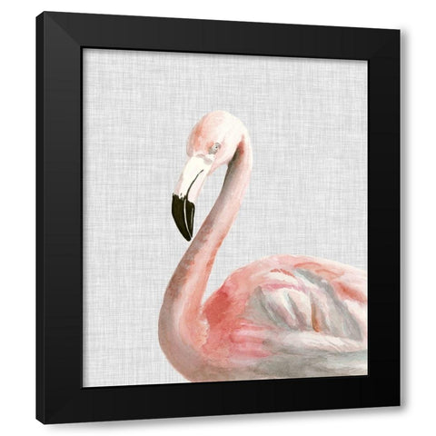 Custom Watercolor Flamingo (ASH) Black Modern Wood Framed Art Print with Double Matting by McCavitt, Naomi