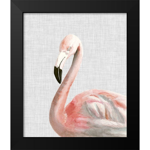 Custom Watercolor Flamingo (ASH) Black Modern Wood Framed Art Print by McCavitt, Naomi