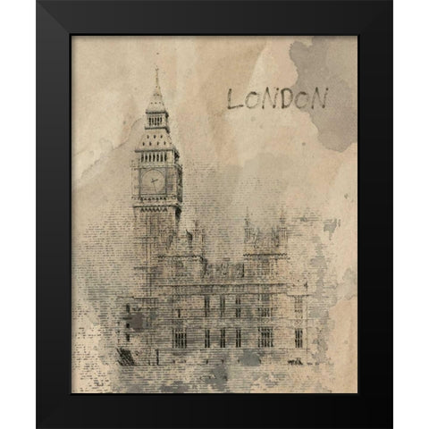 Remembering London Black Modern Wood Framed Art Print by Orlov, Irena