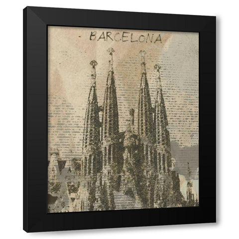 Remembering Barcelona Black Modern Wood Framed Art Print with Double Matting by Orlov, Irena